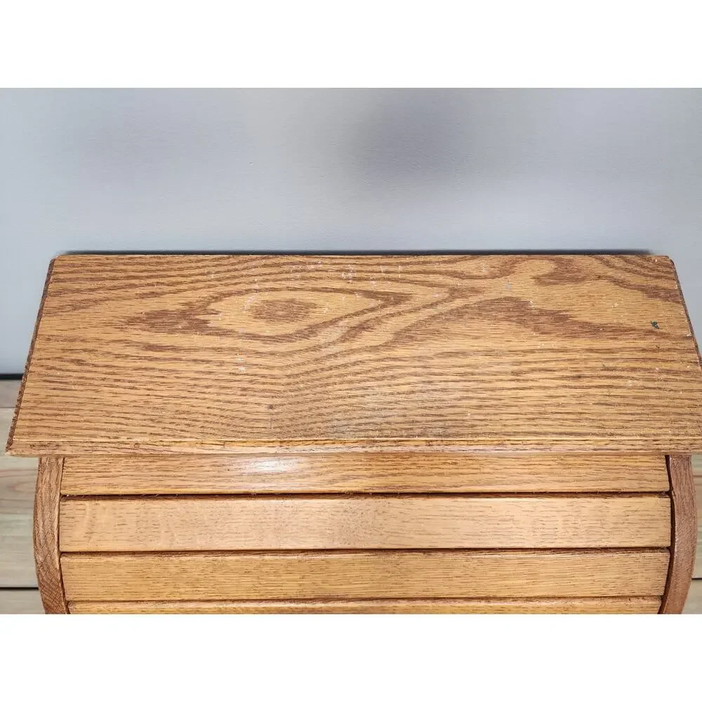 Bread Box Solid Oak Roll Top Rustic Farmhouse Amish Handcrafted